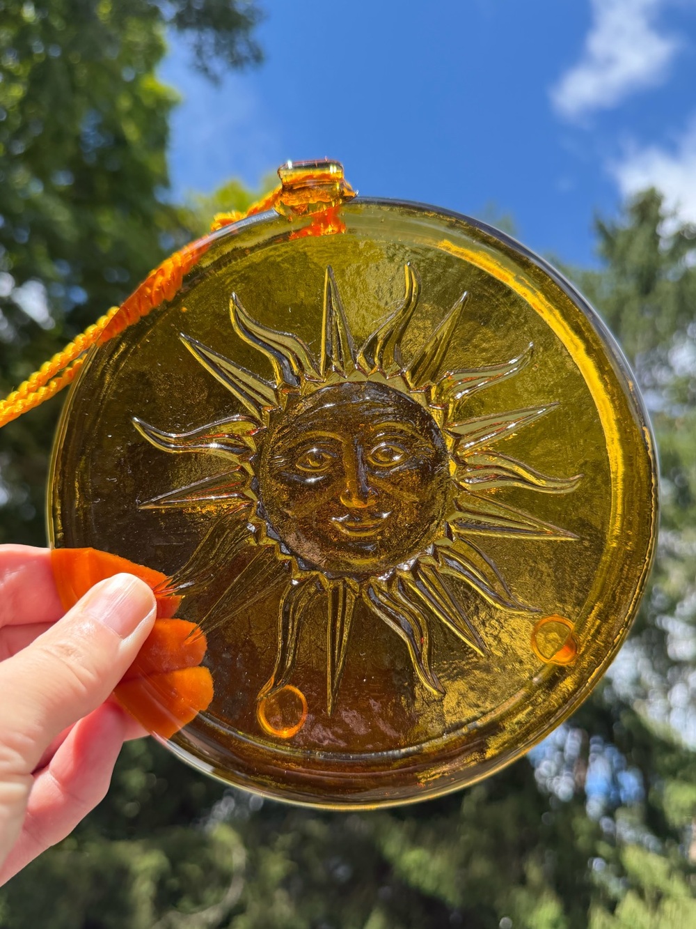 Blanko? Kitras?Art Glass Sunflower Suncatcher Amber Embossed Hanging Decor